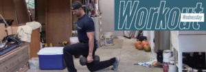 Dumbbell Dilemma by Joe Bauer doing lunges in the garage