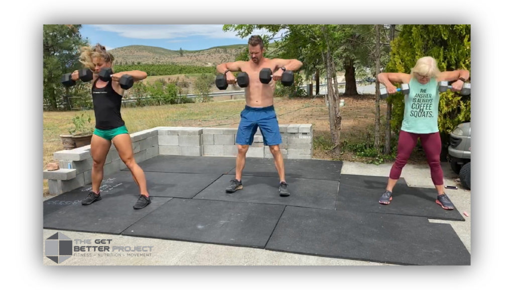 Doing a workout with mom and emily in Chelan