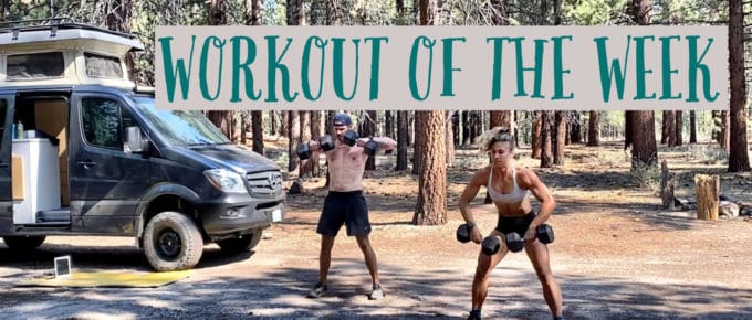 Workout of the Week - Hot Hammies website by Joe Bauer and Emily Kramer workout out at the campsite