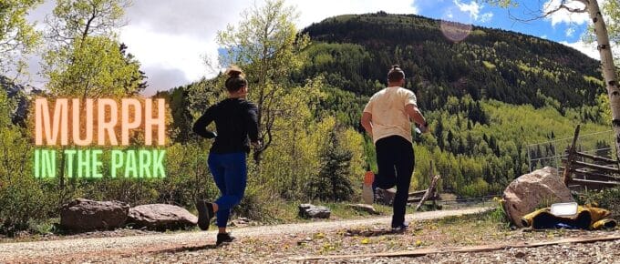 Joe and Emily doing Murph workout in the Telluride park